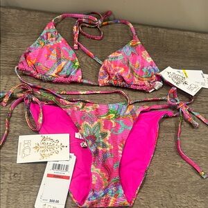 BECCA Pink Paisley Bikini Set
